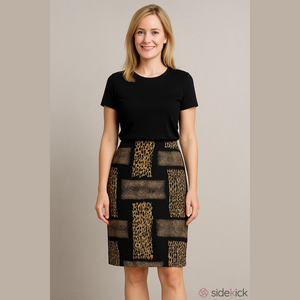 Carmen Mark Valvo patchwork animal print pull on pencil skirt, size M, EUC